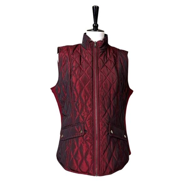 Westport Quilted Vest Zip Front Snap Pockets Padded Deep Red Women's Size Large - Picture 12 of 12